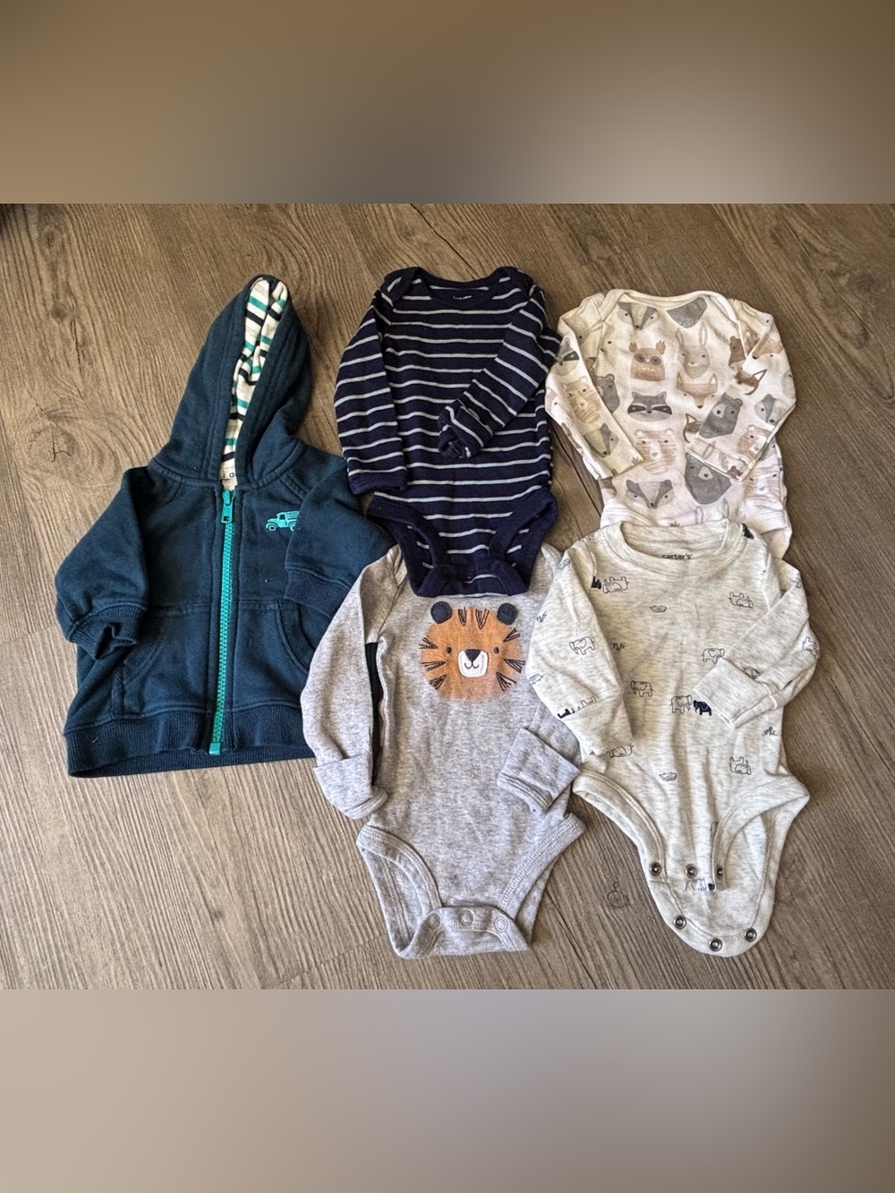 cloud island White, Gray, Brown Woodland Animal Onesie